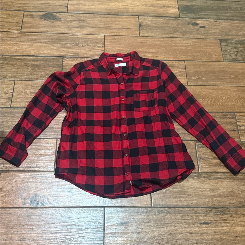 Hollister Red and Black Plaid Women shirt